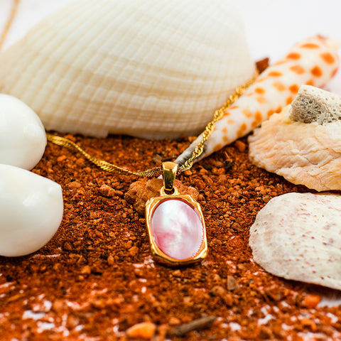 Gold Pink Natural Shell Puka Neckpiece