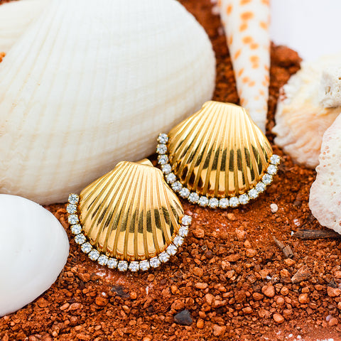 Zircon Shell Earrings