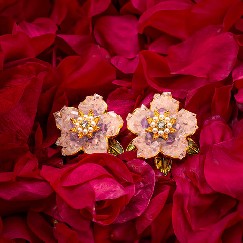 Amethyst Flora Statement Earring