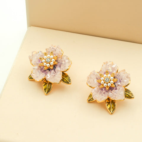Amethyst Flora Statement Earring