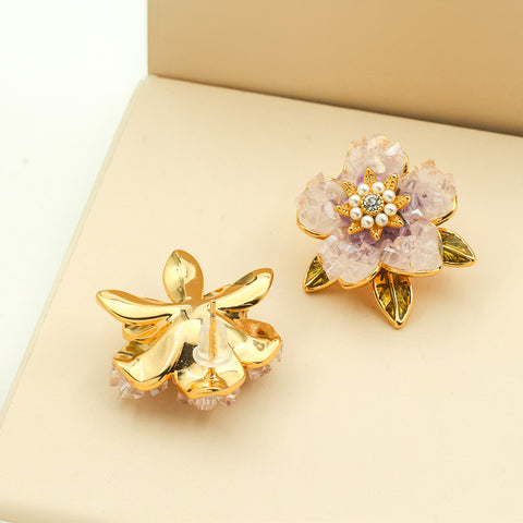 Amethyst Flora Statement Earring