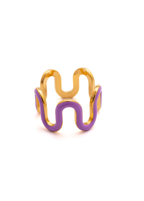 Zig Zag Lavender Enamel Ring