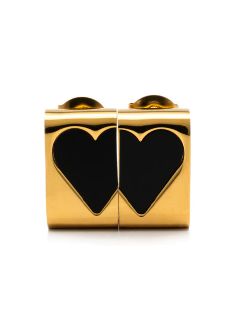 Gleaming Black Heart Earrings