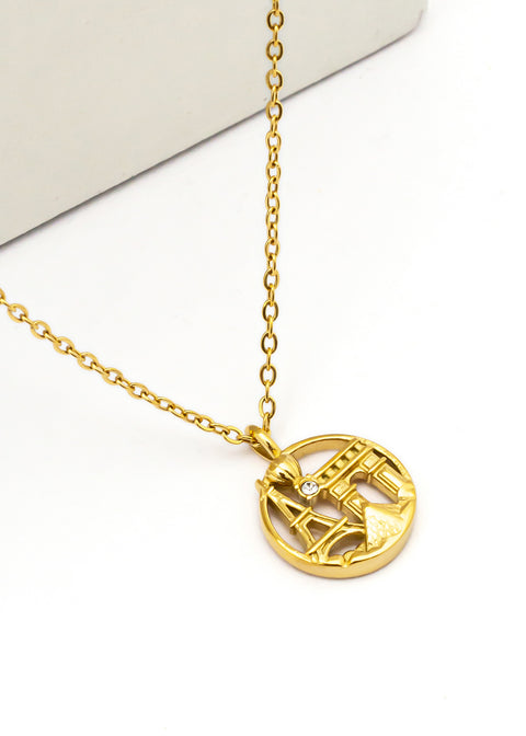 Golden Eiffel Charm Necklace