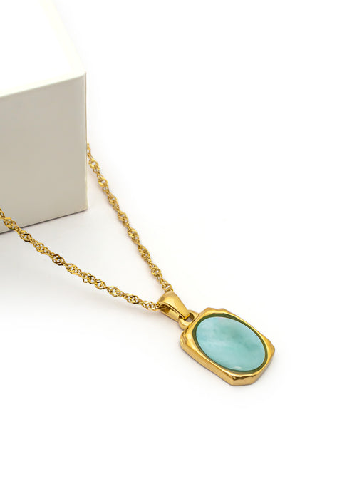 Gold Blue Natural Shell Puka Neckpiece