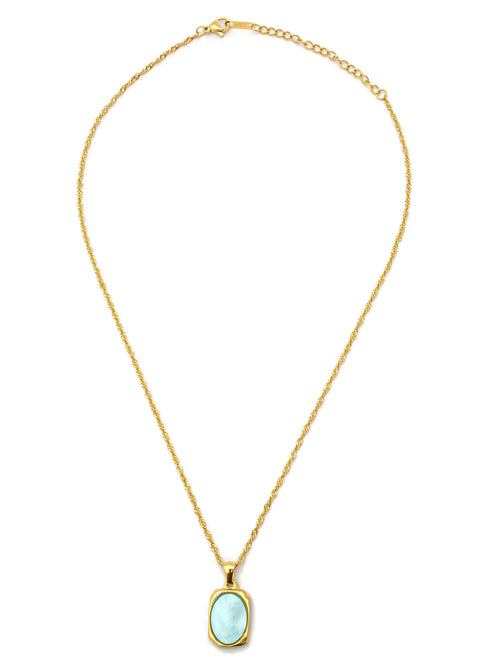 Gold Blue Natural Shell Puka Neckpiece
