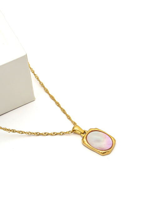 Gold Pink Natural Shell Puka Neckpiece